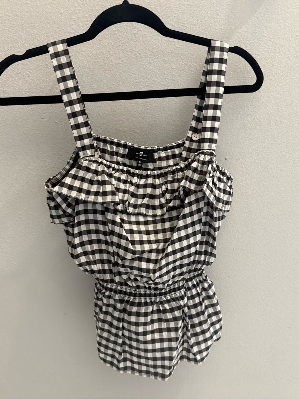 7 For All Mankind Black & White Gingham Tank